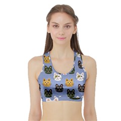 Cat Cat Background Animals Little Cat Pets Kittens Sports Bra With Border by 99art