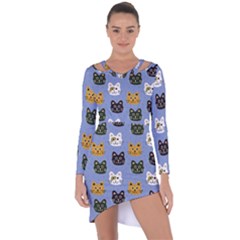 Cat Cat Background Animals Little Cat Pets Kittens Asymmetric Cut-out Shift Dress by 99art