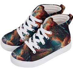 Forest Autumn Fall Painting Kids  Hi-top Skate Sneakers by 99art