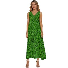 Green Grass Texture Summer V-neck Sleeveless Loose Fit Overalls by 99art