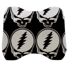 Black And White Deadhead Grateful Dead Steal Your Face Pattern Velour Head Support Cushion by 99art