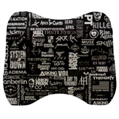 Music Pattern Black White Velour Head Support Cushion by 99art