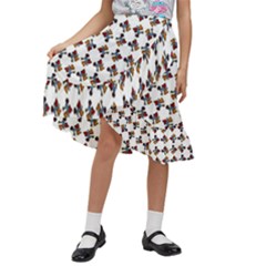 Mixed Abstract Colors Pattern Kids  Ruffle Flared Wrap Midi Skirt by dflcprintsclothing