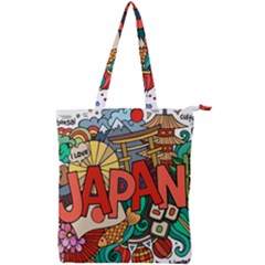 Earthquake And Tsunami Drawing Japan Illustration Double Zip Up Tote Bag by Vaneshart