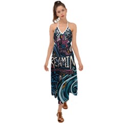 Graffiti Art Psychedelic Art Graphic Design Modern Art Halter Tie Back Dress  by 99art