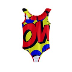 Pow Comic Comic Book Fight Kids  Frill Swimsuit by 99art