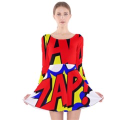 Zap Comic Book Fight Long Sleeve Velvet Skater Dress by 99art