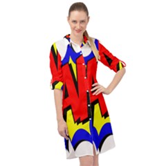 Zap Comic Book Fight Long Sleeve Mini Shirt Dress by 99art