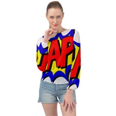 Zap Comic Book Fight Banded Bottom Chiffon Top by 99art