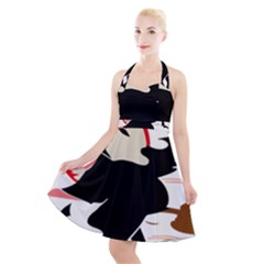 Bat Broom Broomstick Halter Party Swing Dress  by 99art