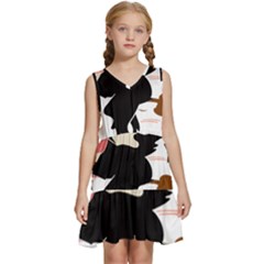 Bat Broom Broomstick Kids  Sleeveless Tiered Mini Dress by 99art