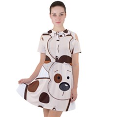 Animation-dog-cute-cartoon-drawing Short Sleeve Shoulder Cut Out Dress  by 99art