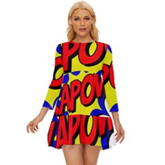 Kapow-comic-comic-book-fight Long Sleeve Babydoll Dress by 99art