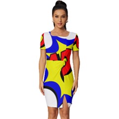 Kapow-comic-comic-book-fight Fitted Knot Split End Bodycon Dress by 99art