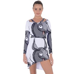 Animal-armadillo-armored-ball- Asymmetric Cut-out Shift Dress by 99art