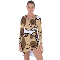 Cat-cartoon-pet-kitten-character Asymmetric Cut-out Shift Dress by 99art