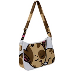 Cat-cartoon-pet-kitten-character Zip Up Shoulder Bag by 99art