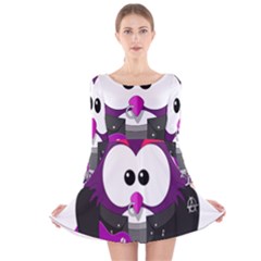 Bird-music-animation-animal Long Sleeve Velvet Skater Dress by 99art