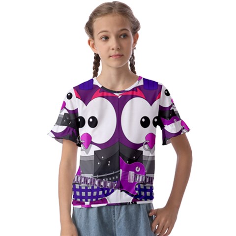 Bird-music-animation-animal Kids  Cuff Sleeve Scrunch Bottom Tee by 99art