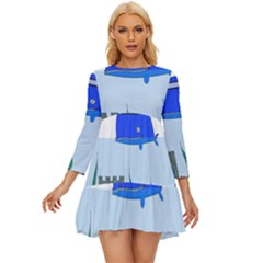 Wal-fish-small-world-lake-sea Long Sleeve Babydoll Dress by 99art