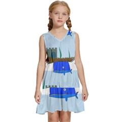 Wal-fish-small-world-lake-sea Kids  Sleeveless Tiered Mini Dress by 99art