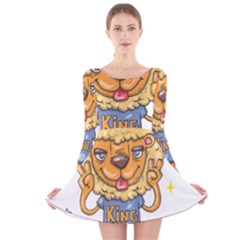 Animation-lion-animals-king-cool Long Sleeve Velvet Skater Dress by 99art