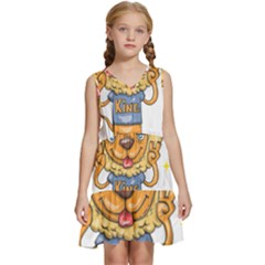 Animation-lion-animals-king-cool Kids  Sleeveless Tiered Mini Dress by 99art