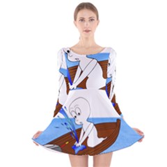 Spirit-boat-funny-comic-graphic Long Sleeve Velvet Skater Dress by 99art