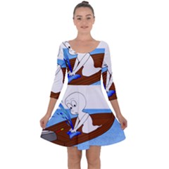 Spirit-boat-funny-comic-graphic Quarter Sleeve Skater Dress by 99art