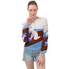 Spirit-boat-funny-comic-graphic Banded Bottom Chiffon Top by 99art