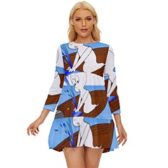 Spirit-boat-funny-comic-graphic Long Sleeve Babydoll Dress by 99art