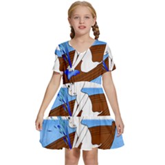 Spirit-boat-funny-comic-graphic Kids  Short Sleeve Tiered Mini Dress by 99art