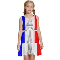 Eiffel-tower-france-flag-tower- Kids  Sleeveless Tiered Mini Dress by 99art