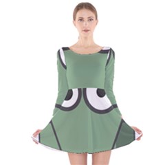 Cartoon-cute-frankenstein-halloween Long Sleeve Velvet Skater Dress by 99art