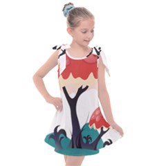 Tree-art-trunk-artwork-cartoon Kids  Tie Up Tunic Dress by 99art