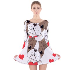 Animation-dog-cute-animate-comic Long Sleeve Velvet Skater Dress by 99art