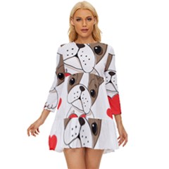 Animation-dog-cute-animate-comic Long Sleeve Babydoll Dress by 99art