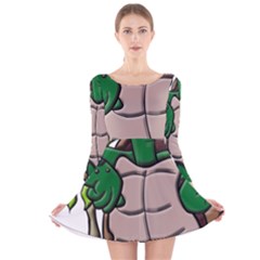 Amphibian-animal-cartoon-reptile Long Sleeve Velvet Skater Dress by 99art