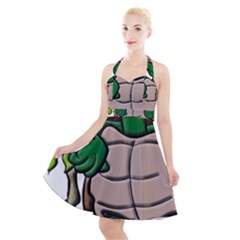 Amphibian-animal-cartoon-reptile Halter Party Swing Dress  by 99art