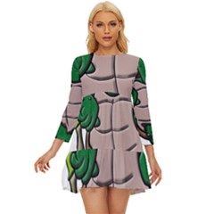 Amphibian-animal-cartoon-reptile Long Sleeve Babydoll Dress by 99art