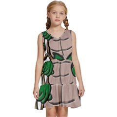 Amphibian-animal-cartoon-reptile Kids  Sleeveless Tiered Mini Dress by 99art