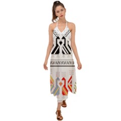 Bulgarian Folk Art Folk Art Halter Tie Back Dress  by 99art