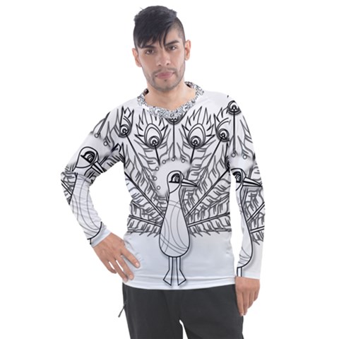 Peacock-plumage-display-bird Men s Pique Long Sleeve Tee by 99art