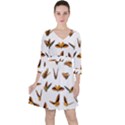 Butterfly Butterflies Insect Swarm Quarter Sleeve Ruffle Waist Dress View1