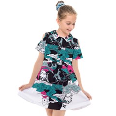 Japan Ninja-japanese-samurai-color- Kids  Short Sleeve Shirt Dress by 99art