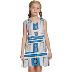 Technology-clip-art-r2d2 Kids  Sleeveless Tiered Mini Dress by 99art