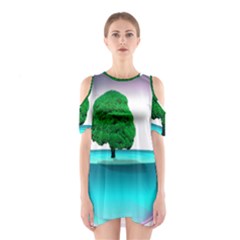 Crystal-ball-sphere-cartoon Color Background Shoulder Cutout One Piece Dress by 99art