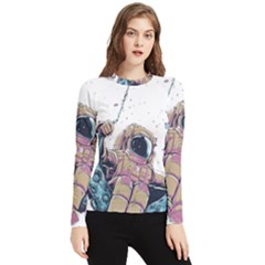 Drawing-astronaut Women s Long Sleeve Rash Guard by 99art