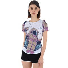 Drawing-astronaut Back Cut Out Sport Tee by 99art