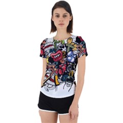 Mural Graffiti Paint Back Cut Out Sport Tee by 99art